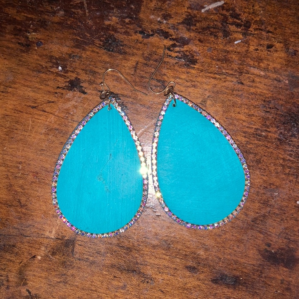 Leather turquoise and rhinestone